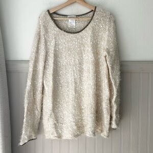 Creation L Size 14 Cream Soft Crew Neck Sweater Pullover